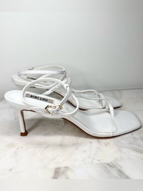 Bibi Lou White Strappy Slingback Heels